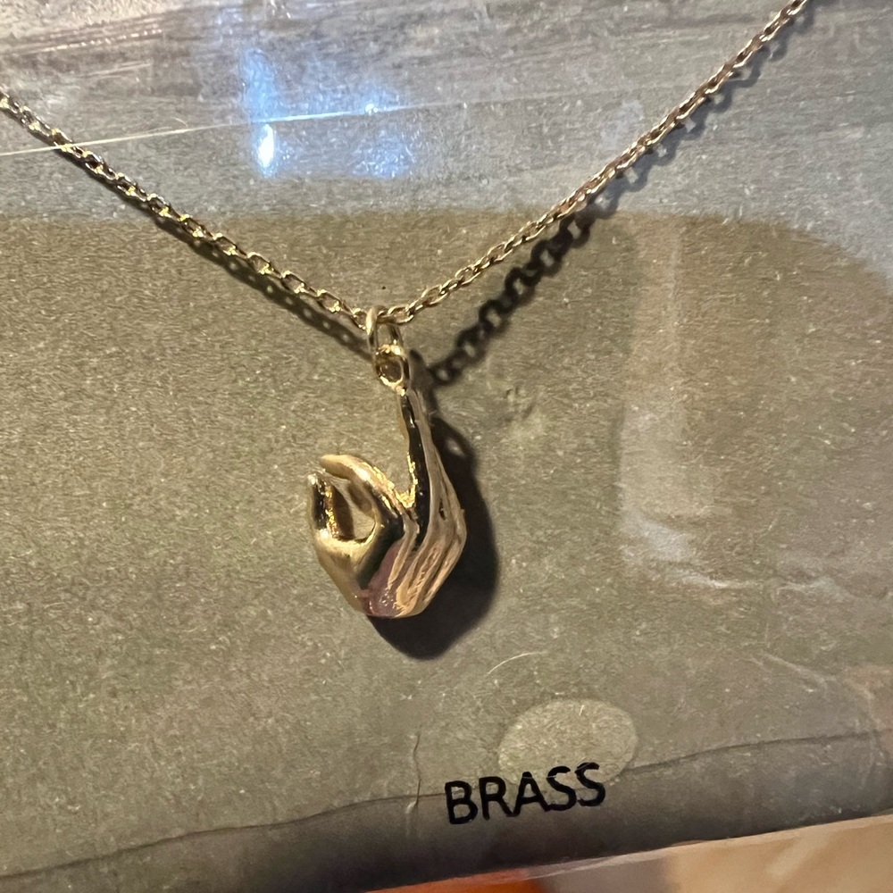 Avec brass OK emoji necklace NWT